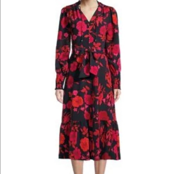 Karl Lagerfeld Floral Chiffon Midi Dress - Picture 1 of 5